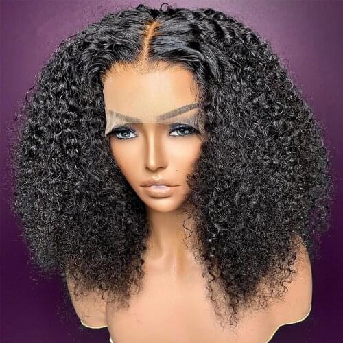 Afro Kinky Curly Wig Human Hair Brazilian Human Kinky Lace Frontal Wig Curly 250 Density Lace Closure Wig Bob Women Human Hair