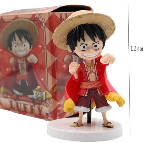 12cm Anime One Piece Monkey D Luffy Action Figure Q Version Red Cloak PVC Model Action Figure Cute Luffy Anime Gifts KID TOY