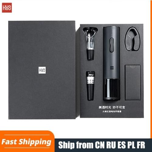 Xiaomi Huohou Automatic Wine Bottle Opener Kit Electric Corkscrew With Foil Cutter Wine Decanter Pourer Aerator for Family Gifts