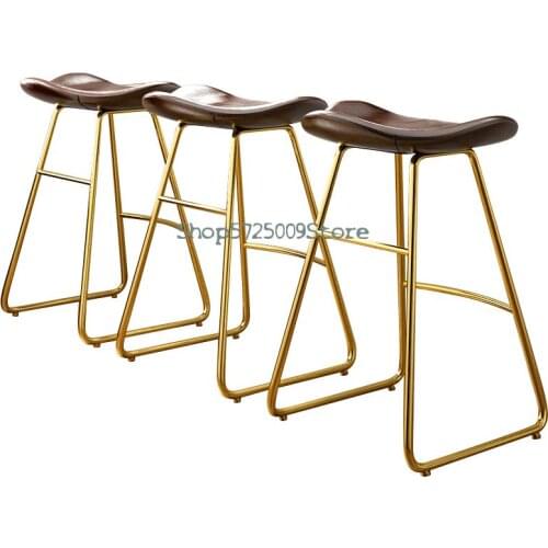 Nordic Bar Chair Modern Simple Iron Bar Chair High Foot Front Desk Bar Chair Home Beauty Creative Bar Stool