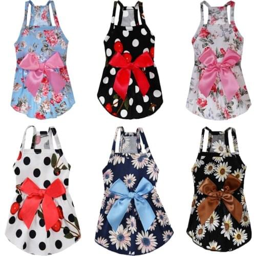 Floral Pet Clothes Dog Dress For Dogs Chihuahua Summer Princess Dog Dresses York Clothes For Dogs Skirts Pet Cat Dress Yorkshire