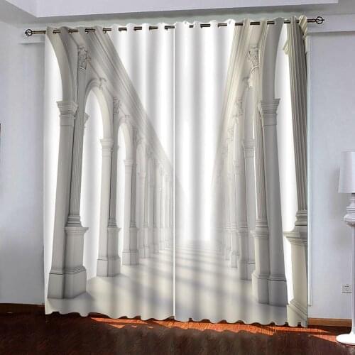 European Luxury Curtain 3D Living room Bedroom Photo Roman column railing Curtain Blackout Theme Curtain decor