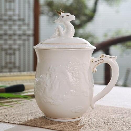 Jingdezhen Filter Tea Mug Vintage Pattern Ceramic Porcelain Flower Tea Milk Cup with Lid Kit Drinkware Creative Handgrip Teacup