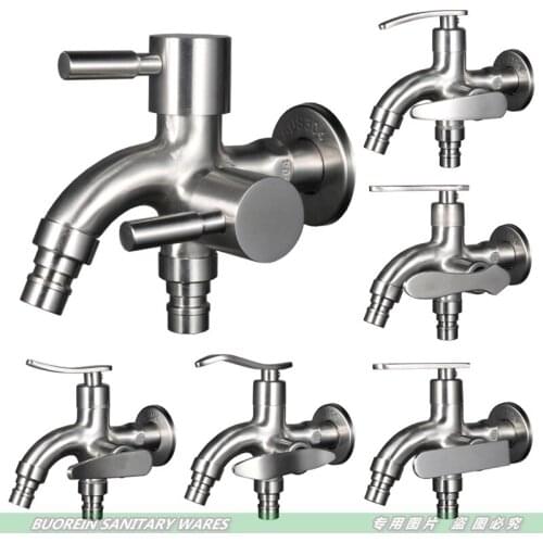 G1/2" 304 Stainless Steel Washing Machine Faucet Double Use Bibcock Laundry Mop Pool Tap Dual Handles Washing Machine Taps