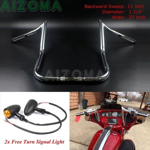 Chrome 12" 14" 16" Rise Monkey Bagger Batwing Fairing Handlebar For Harley Softail Touring Road King FLH Baggers FLHT FLHTC