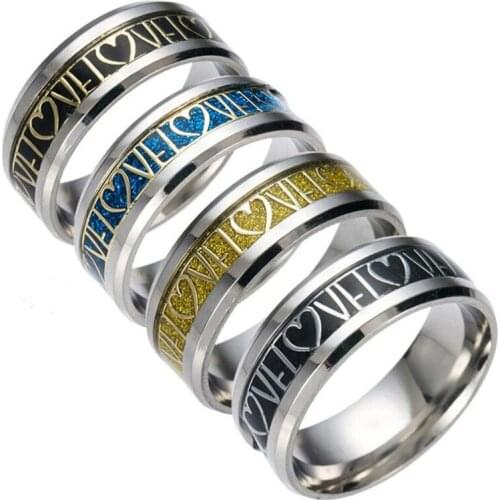 Creative Stainless Steel Heart Shaped Letter Ring Silver Color Finger Couple Ring Accessories Fashion Trend Fine Jewelry