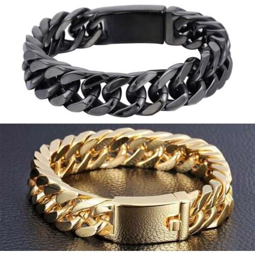 Men Double Buckle Bracelet Retro Gold-plated Mens Electroplated Chain Link Buckle Bracelets Metal Bangle Chain Jewelry Gifts