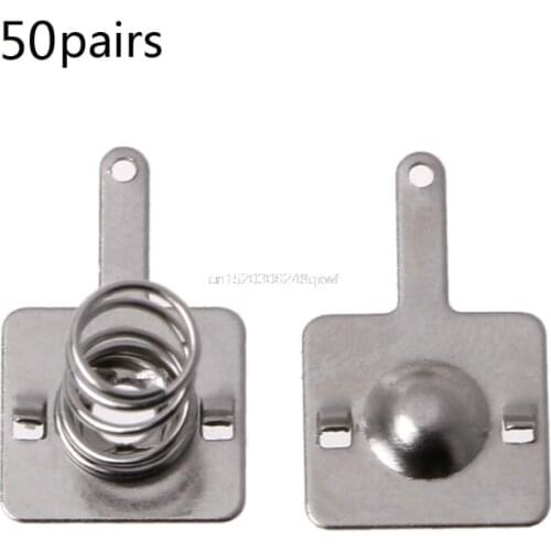 8 mm/ 0.3" 50 Pairs Metal Battery Spring Plate Set for AA AAA Positive Negative Contact Silver Tone