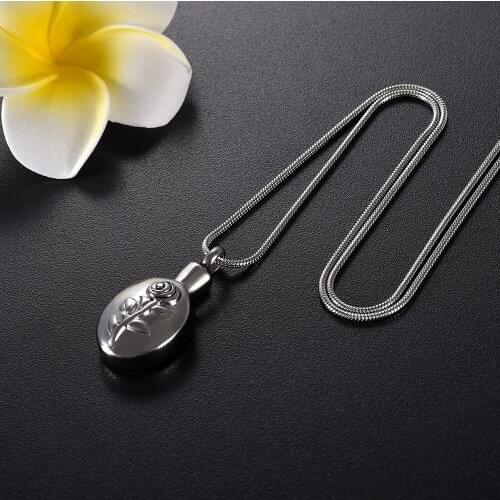 Charm Rose Engrave Pendant Hold Ashes Keepsake Urn Funeral Urns Memorial Cremation Urn Necklace For Pet/Human Ashes