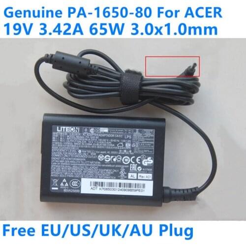 Genuine 19V 3.42A 65W Liteon PA-1650-80 Power Supply AC Adapter For ACER Aspire S3 S5 S7 S7-191 ULTRABOOK Series Laptop Charger