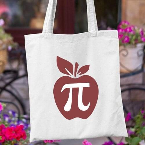 Peace Love Teach Apple Print Shopping Bag School Book Teacher Pouch Women Fashion Shoulder Casual Bag Fashion Travel Storage Bag