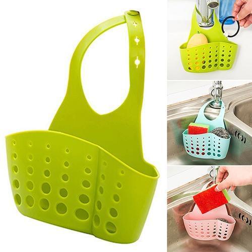 Hanging Basket Bathroom Accessory Sink Sponge Holder 2 Bags Holes Tap Hanging Strainer Organizer Storage Rack Adjustable no8
