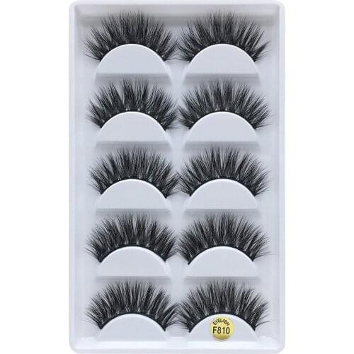 Professional Natural Soft False Eyelashes Cruelty Free Thick Handmade 3D Mink Eye Lashes Makeup Extension Tools F810