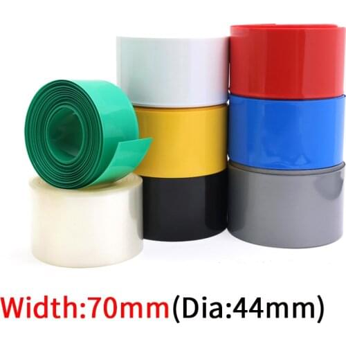 Dia 44mm PVC Heat Shrink Tube Width 70mm Lithium Battery Insulated Film Wrap Protection Case Pack Wire Cable Sleeve Colorful
