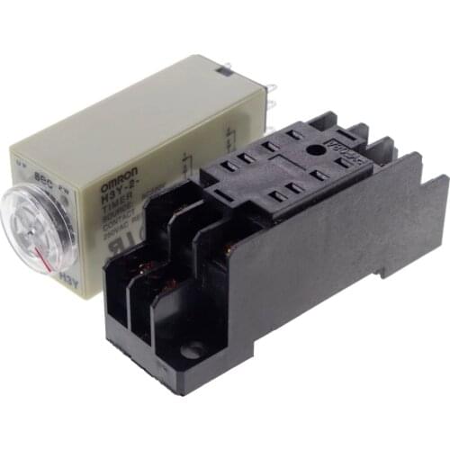H3Y-2 1s 10s 30s 60s 5min 10min 30min 60min 3A Power On Time Delay Relay Solid-State Timer DPDT & PYF08A Socket 12VDC - 220VAC