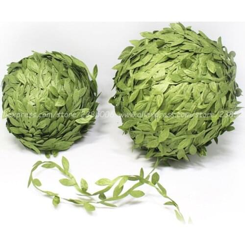 10 Meter Silk Leaf-Shaped Handmake Artificial green Leaves For Wedding Box Decoration Gift garden party decoration Fake Flower
