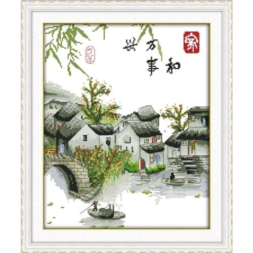 A Peaceful Family Will Prosper (Yangtze River Edition) Cross Stitch kits,needlework embroidery For Sets,DIY Crafts,ForHome Decor