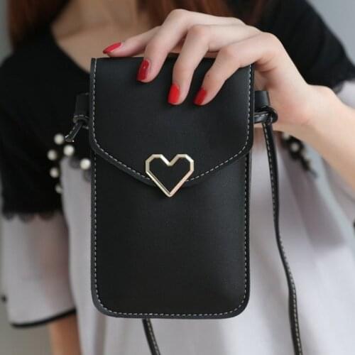 High Quality Womens Wallet PU Leather Touch Screen Female Coin Small Purse Hasp Heart Shape Girls Mobile Phone Bag Fashion 2020