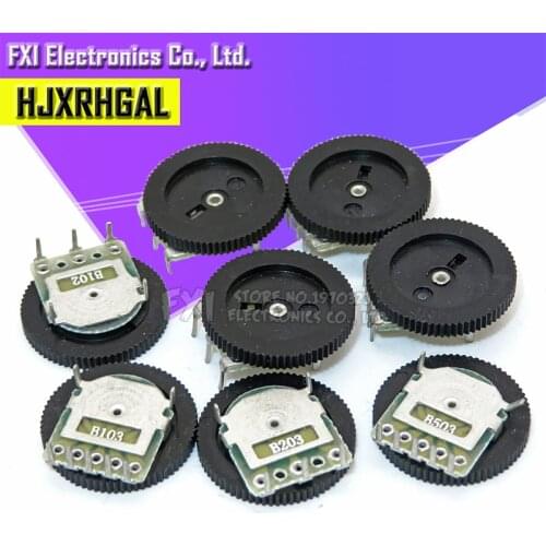 10pcs Double Gear tuning potentiometer B102 B103 B203 B503 B1K B10K B20K B50K 3Pin/5Pin 16*2mm Dial Potentiometer