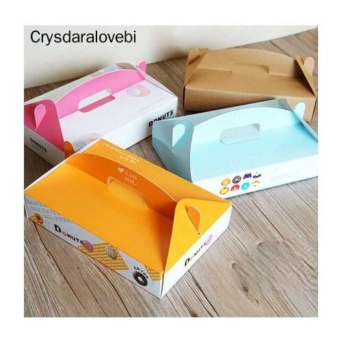 10pcs Portable Donuts Paper Box Pastry Cake Packing Carton Baking Cookie Gift Box For Party Favor Baby Shower Christmas