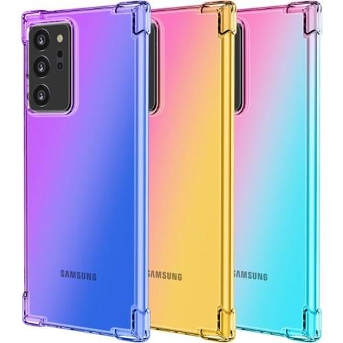 10pcs Air Cushion Corner Case Gradient Colorful Soft TPU Shockproof Cover For Samsung Galaxy S21 Plus S20 FE Lite Note 20 Ultra