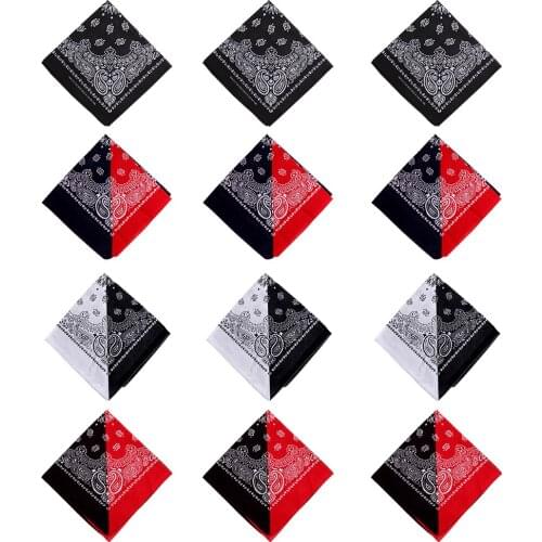 12x Square Bandanas Hip Hop Headband Face Cover Windproof Cycling Neck Tie Headwrap Climbing Neck Scarf Running Headwrap Unisex