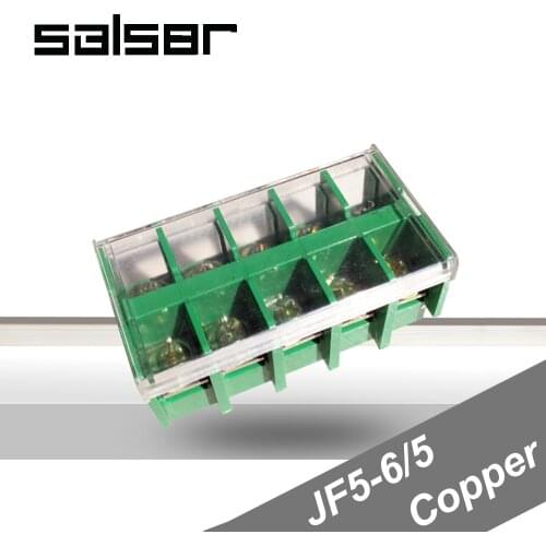2PCS) JF5-6/5 Copper Terminal blocks 40A/5P 660V Universal DIN Rail Mounted Wire Dual Row connector 2.5-6mm2