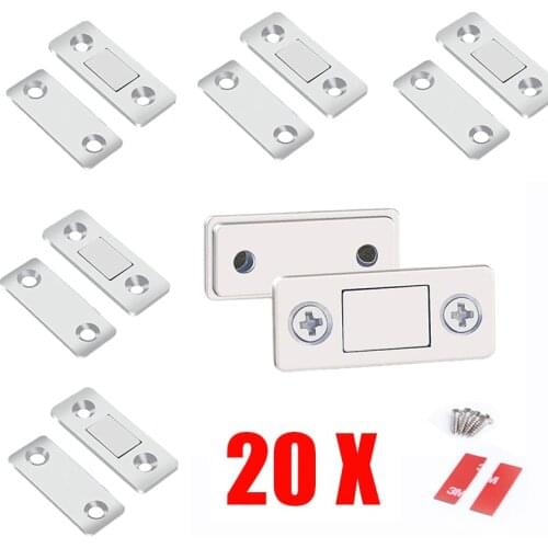 20/8pcs Punch-free Strong Magnetic Door Closer Cabinet Door Catches Latch Furniture Doors Magnet Stop Cupboard Ultra Thin Home