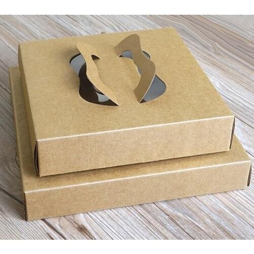 20x20x4.5cm 7inch Pizza box Kraft paper box cheese cake boxes food packing portable bread Pizza sushi Pancake box 100pcs/lot