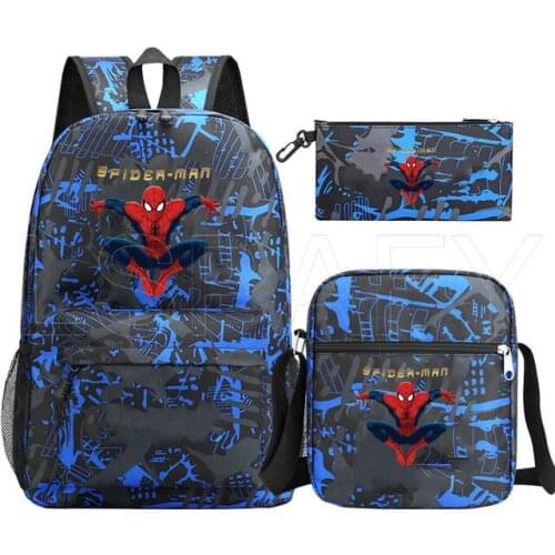Spiderman 3pcs Set Backpack Children Anime Cartoon School Bag Bookbag Men Women Travel bags Mochila Daily Rucksack