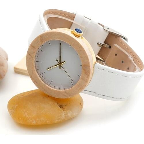 38mm Women Watch BOBO BIRD Brand Watches White Maple Wooden Montre Femme Lady Quartz Watch relogio feminino C-J28