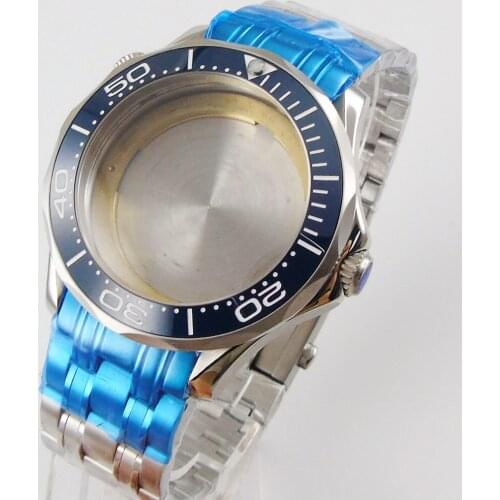 41mm Silver Sapphire Glass 316L Stainless Steel jubilee Watch Case fit 2836 miyota 8215 movement