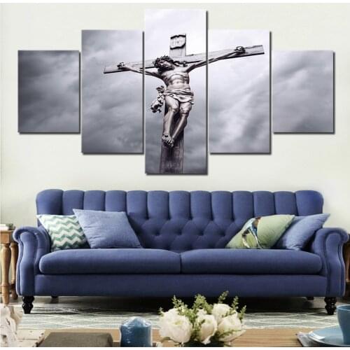 HD Printed Modern Painting On Canvas 5 Piece/Pcs Jesus Cross Modular Picture Wall Art Home Decoration Posters Frame Living Room