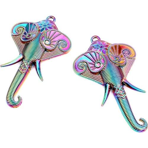 5pcs/lot Rainbow Color Big Elephant ivory pendant Charms fit Necklace Halloween Christmas pendant womens Men Jewelry Making