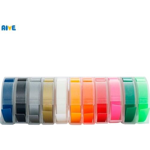 5pcs 6MM 3D Plastic Embossing Tape for Embossing Label Maker PVC DYMO 1540 1595 12965 Motex vinilo adhesivo para muebles