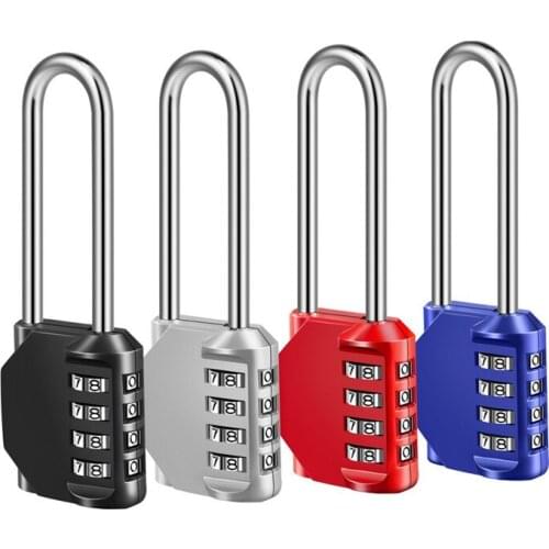 50Pcs 4 Digit Combination Long Shackle Lock Outdoor Waterproof Padlock Suitcase Hasp Cabinet Safe Number Locker