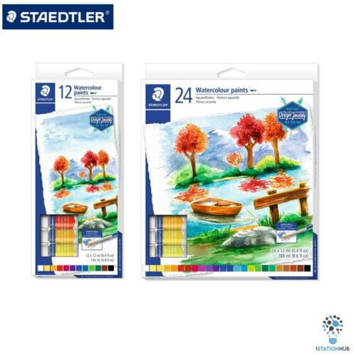 Staedtler Watercolour Paint Assorted Colour Tube Set 8880,Highly pigmented, brilliant colours,Available in 12 or 24 Colour Set