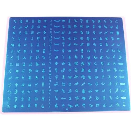 Big Size Nail Art Template Image Different Design Stamping Plate Nail Tools With Pink Plastic Holder
