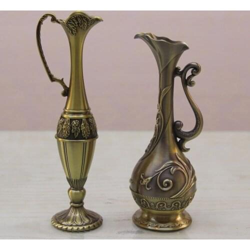The bronze vase decoration of high-grade alloy ornaments European retro vase flower decoration