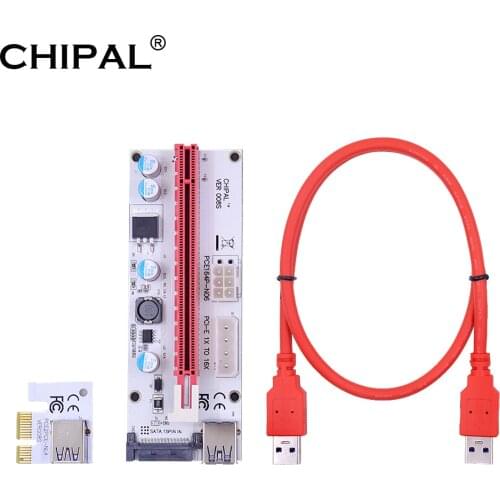 CHIPAL VER008S PCI-E Riser Card PCI Express PCIE 1x to 16x Adapter Extender 0.6M USB 3.0 Cable 15Pin SATA 4Pin 6Pin Power Cord