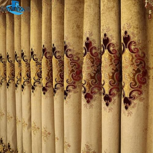 Cortinas Dormitorio Luxury Chenille Fabric European Embroidery Flower Curtains For Bedroom Living Room Window Tulle Drapes