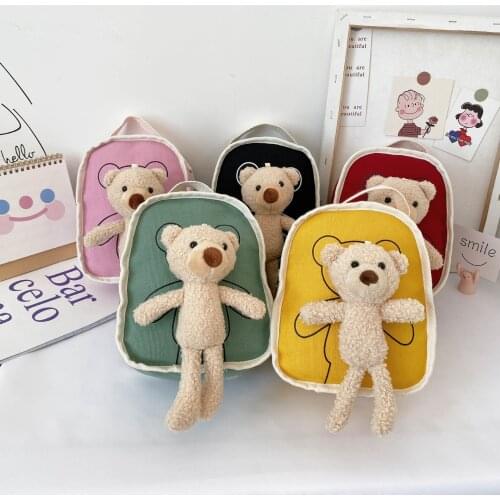 Childrens Backpack Toddler Boy Girl School Bags Cute Plush Toy Cartoon Bear Kids Backpack Kindergarten Birthday Christmas Gift