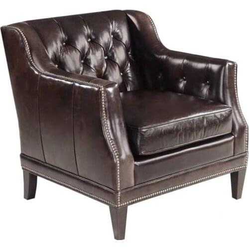 Cow real genuine leather sofa living room chair home furniture modern American Country style leisure chair oil wax leather sofa