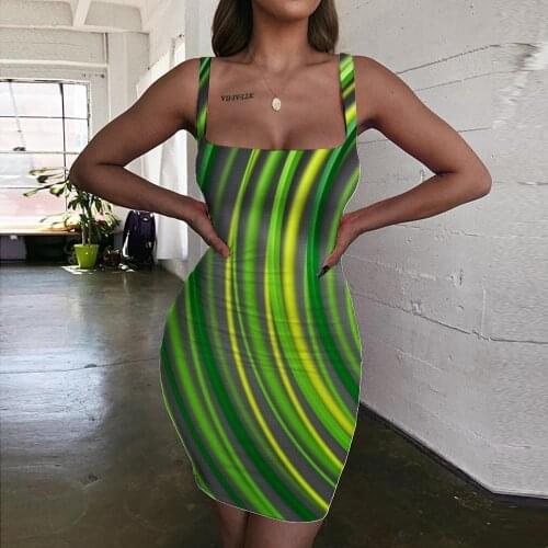 Giyu Brand Dizziness Dresses Women Psychedelic Sundress Graphics Halter Sleeveless Cool Vestido Sexy Womens Clothing