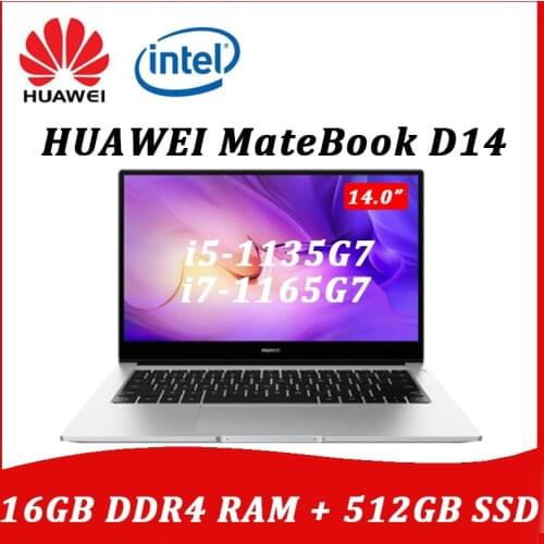 Huawei MateBook D 14 2021 laptop i7-1165G7 16GB RAM 512GB SSD 14-inch full-screen notebook computer Ultrabook