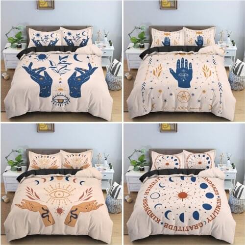 Buddhism Style Bedding Set Palm Pattern Duvet Cover Set Twin Full Queen Size Comforter Cover Bed Set With Pillowcase 2/3 PCS