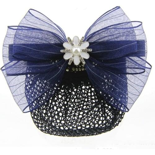 Korean Ribbon Flower Tulle Bowknot Hair Pins Crochet Bow Bun Net Snood Hair Clip Hair Accessories for Women Wedding Headpieces