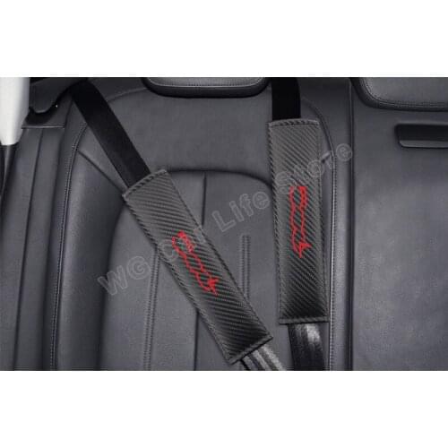 Car Seat Belt Cover For Fiat 500L Carbon Fiber Leather Safety Belt Shoulder Pad Cushion Vehicle Supplies Auto Accessories
