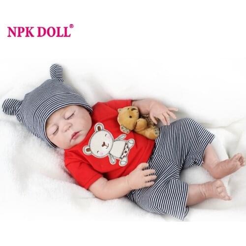 NPKDOLL 55 CM Soft Silicone Doll Reborn Alive Dolls Lifelike Sleeping Real Reborn Boy Toys For Children Birthday Gift