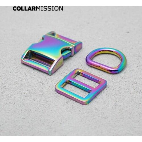 Metal plated buckle (metal buckle+ adjust buckle+ D ring / set) for backpack bag webbing DIY dog collar DIY accessories 15mm